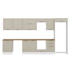 Alvinka 390X222 Cm Klasik Mebran Mutfak Dolabı Mb-E80S60S50-2 Mebran | Kumtaşı - Suntalam