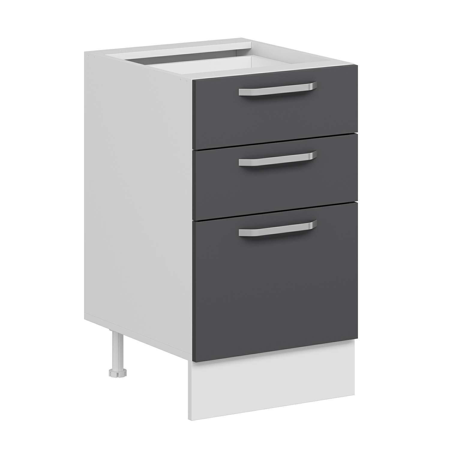 Alvinka Mutfak Modül Duz Alt 3Ç1B2K Nray 50Cm Dolap Beyaz Antrasit Mdf