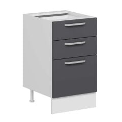 Alvinka Mutfak Modül Duz Alt 3Ç1B2K Nray 50Cm Dolap Beyaz Antrasit Mdf