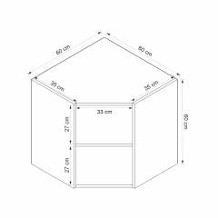 Alvinka Mutfak Modül Mbr_B Üst 1Dk1R 60-H60Cm Köşe Dolap Beyaz Kumtaşı Suntalam