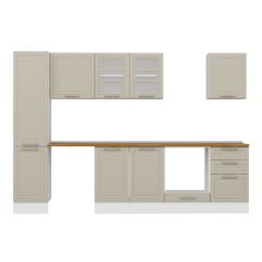 Alvinka 295X210 Cm Klasik Mebran Mutfak Dolabı Mb-E80B45S50-3 Mebran | Kumtaşı - Mdf