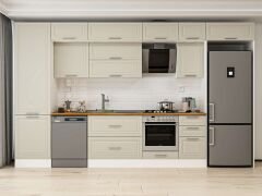 Alvinka 395X240 Cm Klasik Mebran Mutfak Dolabı Beyaz Beyaz Mbb-E90B60S45-2 Mebran | Kumtaşı - Mdf