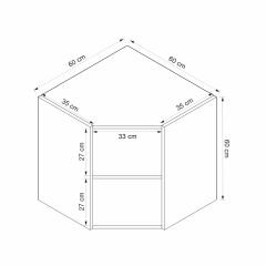 Alvinka Mutfak Modül Mbr_B Üst 1Dk1R 60-H60Cm Köşe Dolap Beyaz Kumtaşı Mdf