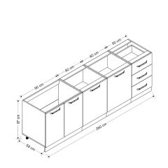 Minar 260 Cm Mutfak Dolabı Beyaz 260-B1-Alt Modül