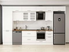 Alvinka 395X240 Cm Klasik Mebran Mutfak Dolabı Beyaz Beyaz Mbb-E90B60S45-3 Mebran | Beyaz - Suntalam