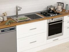 Alvinka 395X240 Cm Klasik Mebran Mutfak Dolabı Beyaz Beyaz Mbb-E90B60S45-3 Mebran | Beyaz - Suntalam