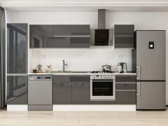 Alvinka 300X210 Cm High Gloss Mutfak Dolabı Mb-E80B50S50-2 High Gloss | Antrasit - Suntalam