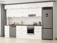 Alvinka 375X240 Cm Klasik Mebran Mutfak Dolabı Mb-E80S45S50-1 Mebran | Beyaz - Mdf