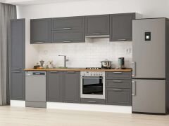 Alvinka 305X210 Cm Klasik Mebran Mutfak Dolabı Mb-E80B45S60-1 Mebran | Antrasit - Suntalam