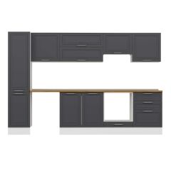 Alvinka 305X210 Cm Klasik Mebran Mutfak Dolabı Mb-E80B45S60-1 Mebran | Antrasit - Suntalam