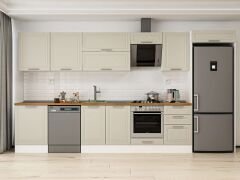 Alvinka 390X222 Cm Klasik Mebran Mutfak Dolabı Mb-E80S60S50-2 Mebran | Kumtaşı - Mdf