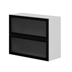 Alvinka Mutfak Modül Üst 2Yk1R 90-H72Cm Dolap Beyaz Alm Cam Suntalam