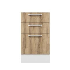 Alvinka Mutfak Modül Duz Alt 3Ç1B2K Nray 50Cm Dolap Beyaz Dore Suntalam