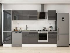 Alvinka 300X210 Cm High Gloss Mutfak Dolabı Mb-E80B50S50-2 High Gloss | Antrasit - Mdf