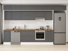 Alvinka 375X240 Cm Klasik Mebran Mutfak Dolabı Mb-E80S45S50-1 Mebran | Antrasit - Mdf