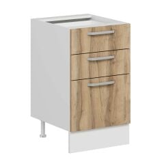 Alvinka Mutfak Modül Duz Alt 3Ç1B2K Nray 50Cm Dolap Beyaz Dore Mdf