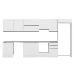 Alvinka 400X222 Cm High Gloss Mutfak Dolabı Mb-E90S60S50-1 High Gloss | Beyaz - Suntalam