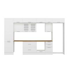 Alvinka 395X240 Cm Klasik Mebran Mutfak Dolabı Beyaz Beyaz Mbb-E90B60S45-3 Mebran | Beyaz - Mdf