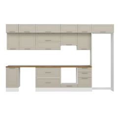 Alvinka 375X240 Cm Klasik Mebran Mutfak Dolabı Mb-E80S45S50-1 Mebran | Kumtaşı - Mdf