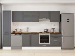 Alvinka 305X210 Cm Klasik Mebran Mutfak Dolabı Mb-E80B45S60-1 Mebran | Antrasit - Mdf