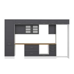 Alvinka 395X240 Cm Klasik Mebran Mutfak Dolabı Beyaz Beyaz Mbb-E90B60S45-3 Mebran | Antrasit - Mdf