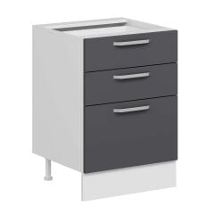 Alvinka Mutfak Modül Duz Alt 3Ç1B2K Nray 60Cm Dolap Beyaz Antrasit Mdf