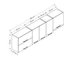 Minar 260 Cm Mutfak Dolabı Beyaz 260-B4-Üst Modül