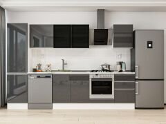 Alvinka 300X210 Cm High Gloss Mutfak Dolabı Mb-E80B50S50-3 High Gloss | Antrasit - Suntalam