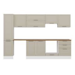 Alvinka 305X210 Cm Klasik Mebran Mutfak Dolabı Mb-E80B45S60-1 Mebran | Kumtaşı - Mdf