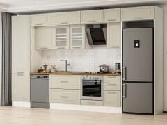 Alvinka 395X240 Cm Klasik Mebran Mutfak Dolabı Beyaz Beyaz Mbb-E90B60S45-3 Mebran | Kumtaşı - Mdf