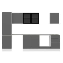 Alvinka 300X210 Cm High Gloss Mutfak Dolabı Mb-E80B50S50-3 High Gloss | Antrasit - Mdf