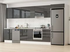 Alvinka 400X222 Cm High Gloss Mutfak Dolabı Mb-E90S60S50-1 High Gloss | Antrasit - Mdf