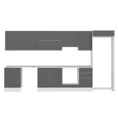 Alvinka 400X222 Cm High Gloss Mutfak Dolabı Mb-E90S60S50-1 High Gloss | Antrasit - Mdf