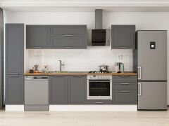 Alvinka 305X210 Cm Klasik Mebran Mutfak Dolabı Mb-E80B45S60-2 Mebran | Antrasit - Suntalam