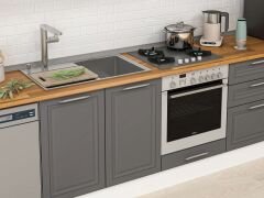 Alvinka 305X210 Cm Klasik Mebran Mutfak Dolabı Mb-E80B45S60-2 Mebran | Antrasit - Suntalam