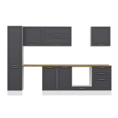 Alvinka 305X210 Cm Klasik Mebran Mutfak Dolabı Mb-E80B45S60-2 Mebran | Antrasit - Suntalam