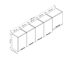 Minar 260 Cm Mutfak Dolabı Beyaz 260-B7-Üst Modül