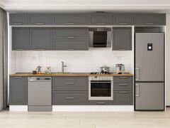 Alvinka 375X240 Cm Klasik Mebran Mutfak Dolabı Mb-E80S45S50-2 Mebran | Antrasit - Mdf