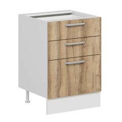 Alvinka Mutfak Modül Duz Alt 3Ç1B2K Nray 60Cm Dolap Beyaz Dore Mdf