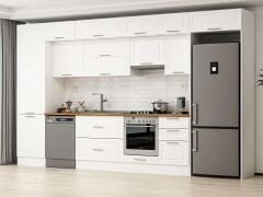 Alvinka 400X240 Cm Klasik Mebran Mutfak Dolabı Beyaz Beyaz Mbb-E90B60S50-1 Mebran | Beyaz - Mdf