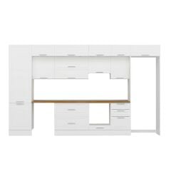 Alvinka 400X240 Cm Klasik Mebran Mutfak Dolabı Beyaz Beyaz Mbb-E90B60S50-1 Mebran | Beyaz - Mdf