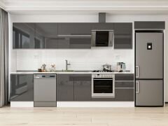 Alvinka 400X222 Cm High Gloss Mutfak Dolabı Mb-E90S60S50-2 High Gloss | Antrasit - Mdf