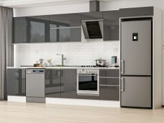 Alvinka 400X222 Cm High Gloss Mutfak Dolabı Mb-E90S60S50-2 High Gloss | Antrasit - Mdf