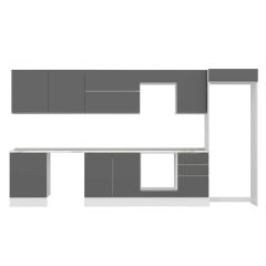 Alvinka 400X222 Cm High Gloss Mutfak Dolabı Mb-E90S60S50-2 High Gloss | Antrasit - Mdf