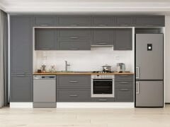 Alvinka 400X240 Cm Klasik Mebran Mutfak Dolabı Beyaz Beyaz Mbb-E90B60S50-1 Mebran | Antrasit - Mdf