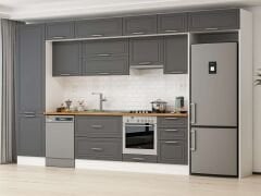 Alvinka 400X240 Cm Klasik Mebran Mutfak Dolabı Beyaz Beyaz Mbb-E90B60S50-1 Mebran | Antrasit - Mdf