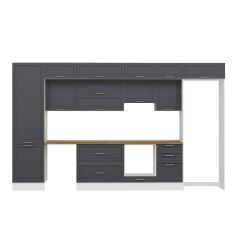 Alvinka 400X240 Cm Klasik Mebran Mutfak Dolabı Beyaz Beyaz Mbb-E90B60S50-1 Mebran | Antrasit - Mdf