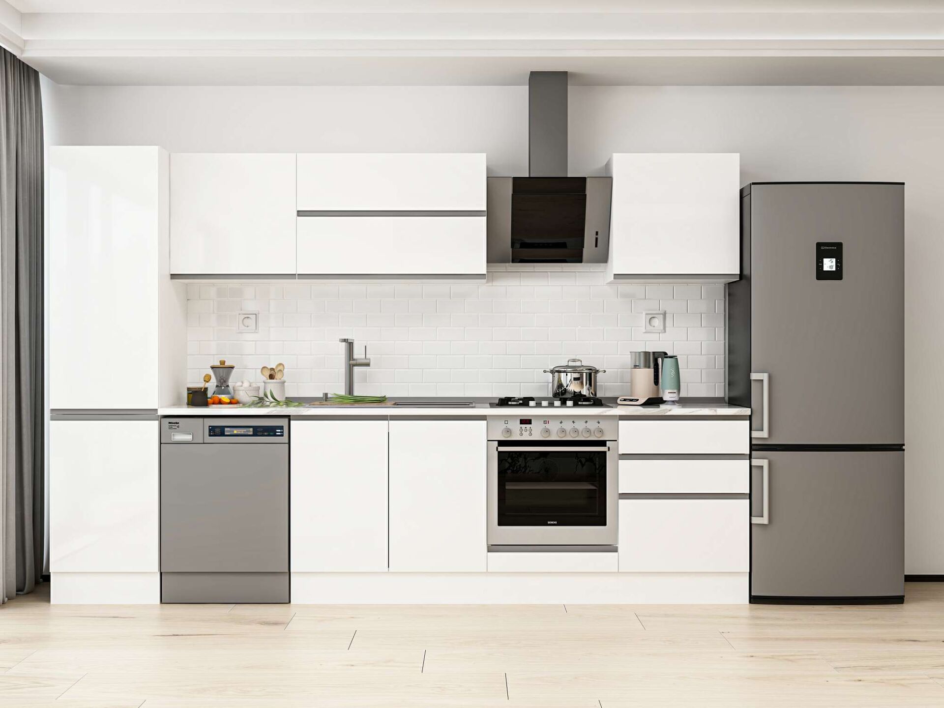 Alvinka 310X210 Cm High Gloss Mutfak Dolabı Mb-E80B50S60-2 High Gloss | Beyaz - Suntalam