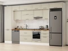 Alvinka 400X240 Cm Klasik Mebran Mutfak Dolabı Beyaz Beyaz Mbb-E90B60S50-1 Mebran | Kumtaşı - Mdf