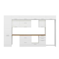 Alvinka 400X240 Cm Klasik Mebran Mutfak Dolabı Beyaz Beyaz Mbb-E90B60S50-2 Mebran | Beyaz - Suntalam